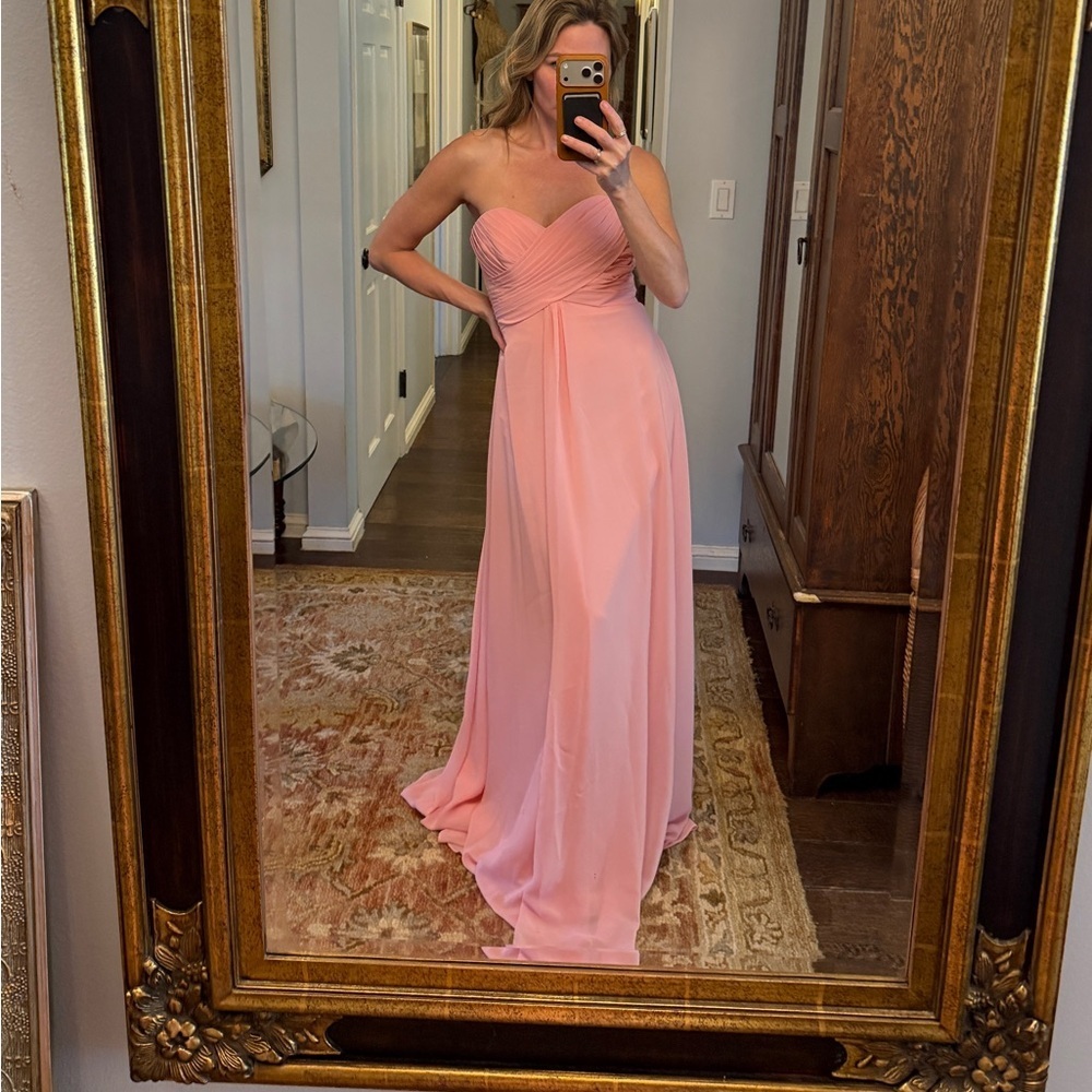 Allure Bridals Strapless Sweetheart Chiffon Gown in Blush Pink